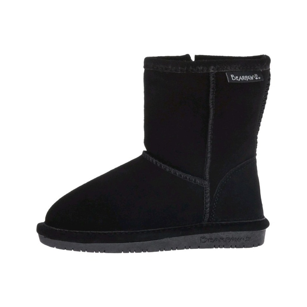 New Bearpaw Toddler Emma Zipper Black Suede Mid-Calf Winter Boots Girls Size 7